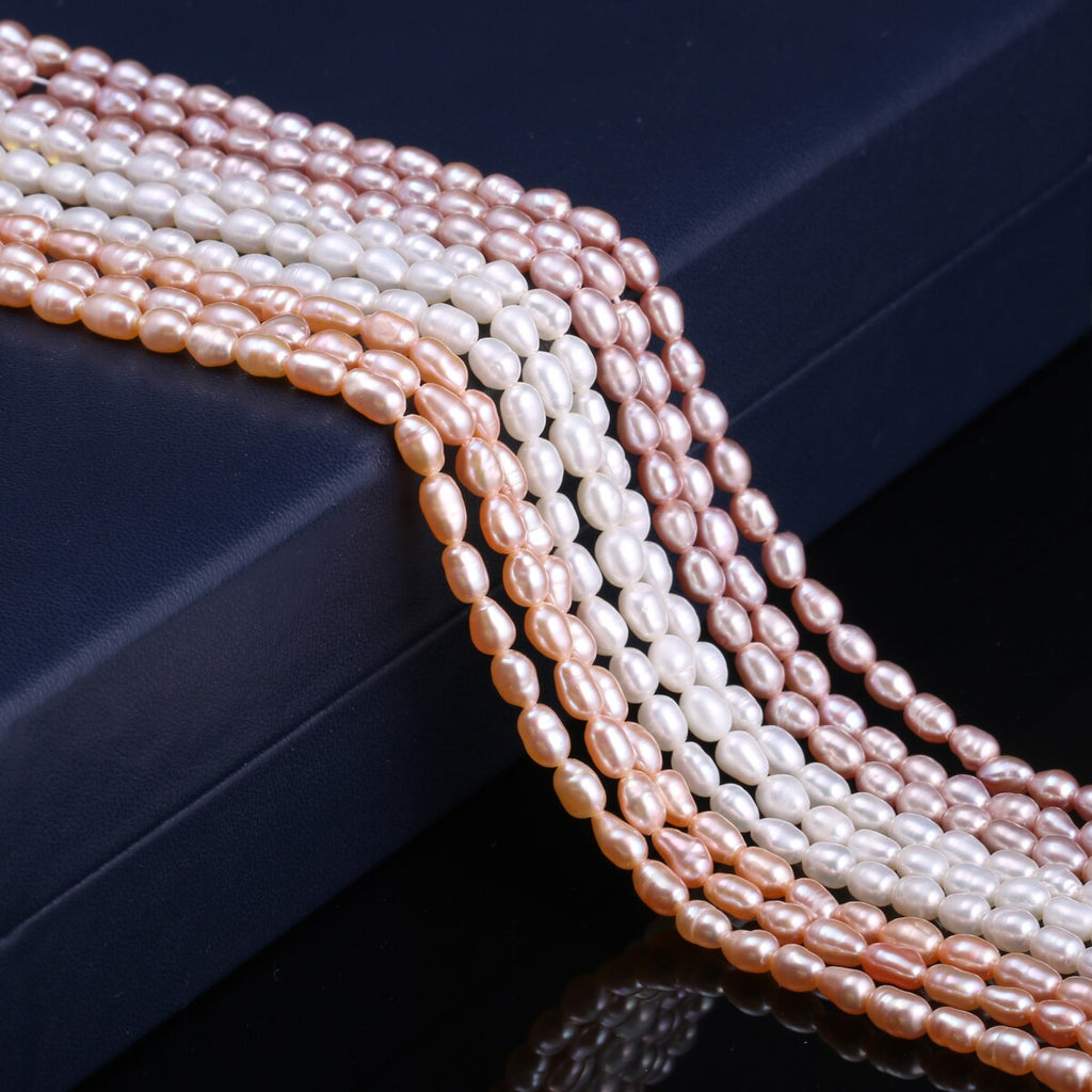 100% Natural pearl Beaded Rice shape Freshwater Pearls Beads for Jewel