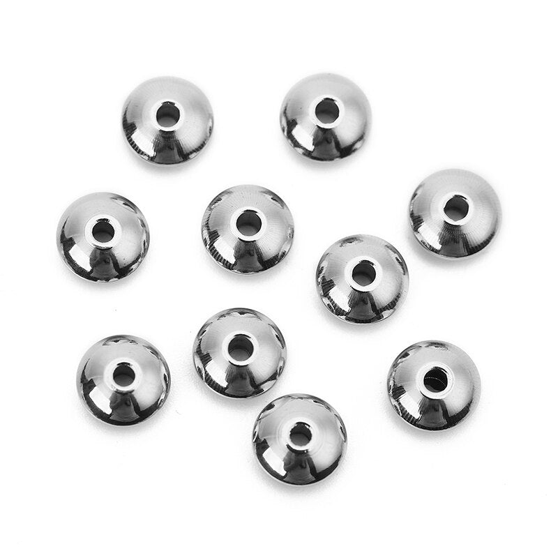 100pcs 8mm Disc Spacer Beads Stainless Steel Loose Beads 2mm Hole