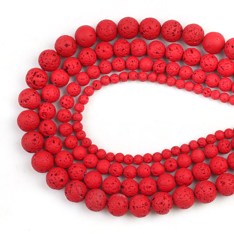 Lava Rock Beads, Cherry Red, 8mm Round - Golden Age Beads